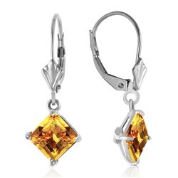 ALARRI 3.2 Carat 14K Solid White Gold Double Edged Citrine Earrings