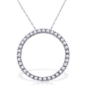 ALARRI 0.52 CTW 14K Solid White Gold Diamond Circle Of Love Necklace