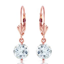 ALARRI 3.1 Carat 14K Solid Rose Gold Round Aquamarine Leverback Earrings