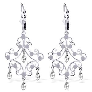 ALARRI 14K Solid White Gold Chandelier Earrings