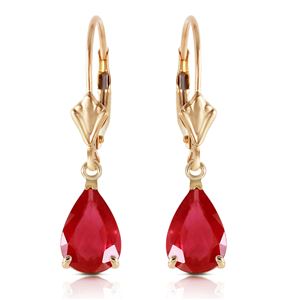 ALARRI 3.5 CTW 14K Solid Gold Leverback Earrings Ruby