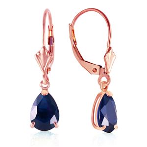 ALARRI 3 Carat 14K Solid Rose Gold Leverback Earrings Sapphire