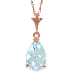 ALARRI 1.5 CTW 14K Solid Rose Gold Pear Aquamarine Necklace