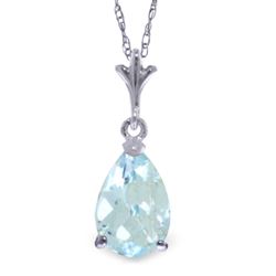 ALARRI 1.5 CTW 14K Solid White Gold Prepare For Love Aquamarine Necklace