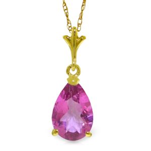 ALARRI 1.5 Carat 14K Solid Gold Chanting Love Pink Topaz Necklace