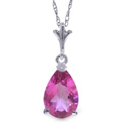 ALARRI 1.5 Carat 14K Solid White Gold Permit Yourself Pink Topaz Necklace