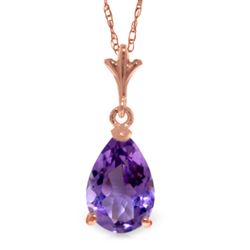 ALARRI 1.5 CTW 14K Solid Rose Gold Pear Amethyst Necklace