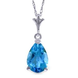 ALARRI 1.5 CTW 14K Solid White Gold Think No More Blue Topaz Necklace