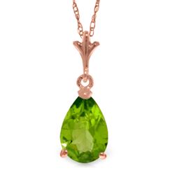 ALARRI 1.5 Carat 14K Solid Rose Gold Pear Peridot Necklace