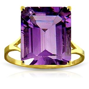 ALARRI 6.5 Carat 14K Solid Gold Ring Natural Octagon Purple Amethyst