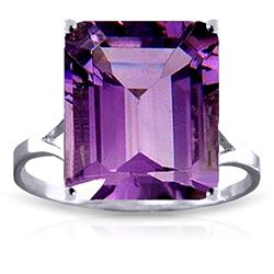 ALARRI 6.5 Carat 14K Solid White Gold Ring Natural Octagon Purple Amethyst