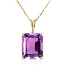 ALARRI 6.5 Carat 14K Solid Gold Necklace Octagon Purple Amethyst