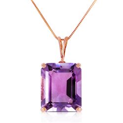ALARRI 14K Solid Rose Gold Necklace w/ Octagon Purple Amethyst