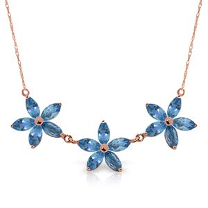 ALARRI 14K Solid Rose Gold Necklace w/ Natural Blue Topaz