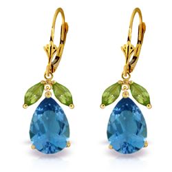 ALARRI 13 CTW 14K Solid Gold Still Waters Blue Topaz Peridot Earrings