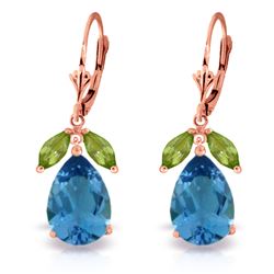 ALARRI 13 Carat 14K Solid Rose Gold Belle Blue Topaz Peridot Earrings