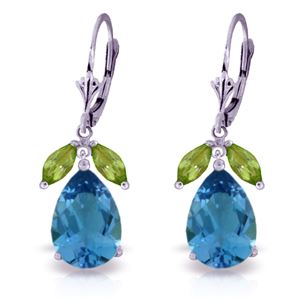 ALARRI 13 CTW 14K Solid White Gold Chagall Peridot Blue Topaz Earrings