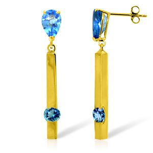 ALARRI 4.25 CTW 14K Solid Gold Bar Blue Topaz Drop Earrings