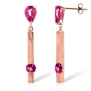 ALARRI 4.25 Carat 14K Pink Gold Bar Pink Topaz Earrings