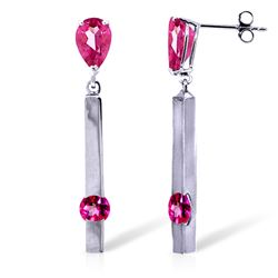 ALARRI 4.25 Carat 14K Solid White Gold Love Cannot Harm Pink Topaz Earrings