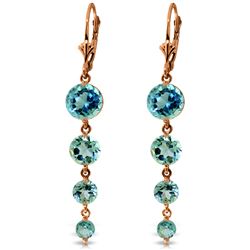 ALARRI 14K Solid Rose Gold Chandelier Earrings w/ Natural Blue Topaz