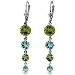 ALARRI 7.8 Carat 14K Solid White Gold Chandelier Earrings Peridot Blue Topaz