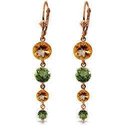 ALARRI 14K Solid Rose Gold Chandelier Earrings w/ Citrines & Peridots