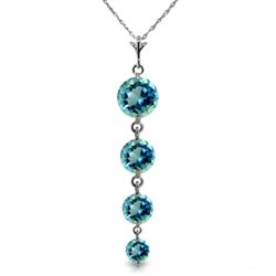 ALARRI 3.9 CTW 14K Solid White Gold Here Again Blue Topaz Necklace