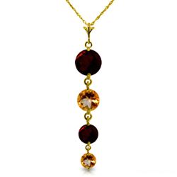 ALARRI 3.9 Carat 14K Solid Gold Necklace Natural Garnet Citrine