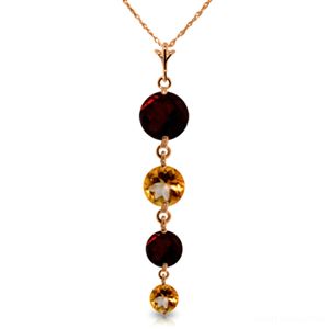 ALARRI 14K Solid Rose Gold Necklace w/ Natural Garnet & Citrine