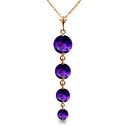 ALARRI 14K Solid Rose Gold Necklace w/ Natural Purple Amethysts