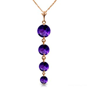 ALARRI 14K Solid Rose Gold Necklace w/ Natural Purple Amethysts