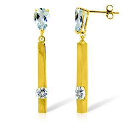 ALARRI 4.25 Carat 14K Solid Gold Bar Aqaumarine Drop Earrings