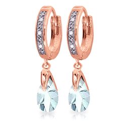 ALARRI 2.53 Carat 14K Solid Rose Gold Hoop Earrings Diamond Aquamarine