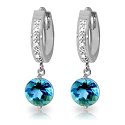 ALARRI 3.28 Carat 14K Solid White Gold Exchanges Blue Topaz Diamond Earrings