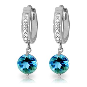 ALARRI 3.28 Carat 14K Solid White Gold Exchanges Blue Topaz Diamond Earrings