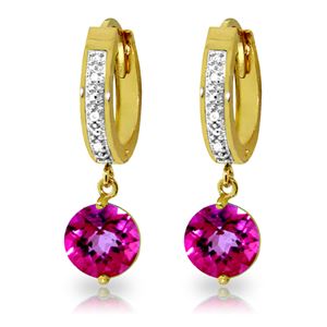 ALARRI 3.28 CTW 14K Solid Gold Organza Pink Topaz Diamond Earrings