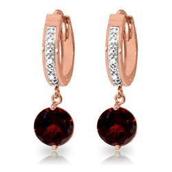 ALARRI 2.53 Carat 14K Solid Rose Gold Hoop Earrings Diamond Garnet