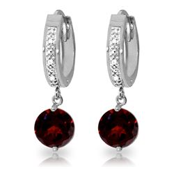 ALARRI 2.53 CTW 14K Solid White Gold Hoop Earrings Diamond Garnet