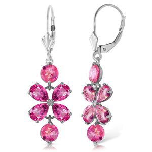 ALARRI 5.32 Carat 14K Solid White Gold Pink Lenses Pink Topaz Earrings