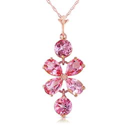 ALARRI 3.15 Carat 14K Solid Rose Gold Petals Pink Topaz Necklace