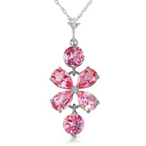 ALARRI 3.15 Carat 14K Solid White Gold Vivian Pink Topaz Necklace