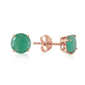 ALARRI 0.95 Carat 14K Solid Rose Gold Spotlight Emerald Stud Earrings