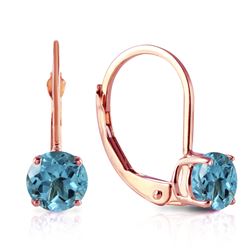 ALARRI 1.2 Carat 14K Solid Rose Gold Solitaire Blue Topaz Earrings