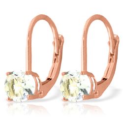 ALARRI 1.2 CTW 14K Solid Rose Gold Solitaire Aquamarine Leverback Earrings