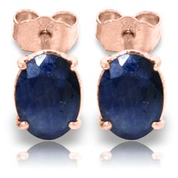 ALARRI 2 Carat 14K Solid Rose Gold Stud Earrings Natural Sapphire