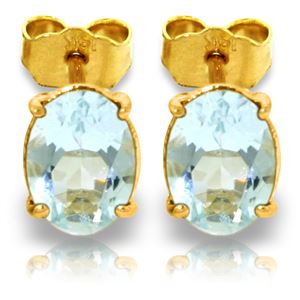 ALARRI 1.8 Carat 14K Solid Gold Stud Earrings Natural Aquamarine