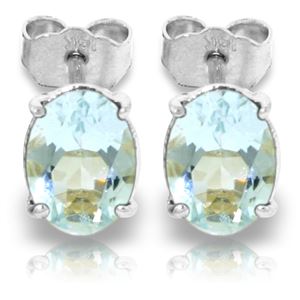 ALARRI 1.8 CTW 14K Solid White Gold Stud Earrings Natural Aquamarine