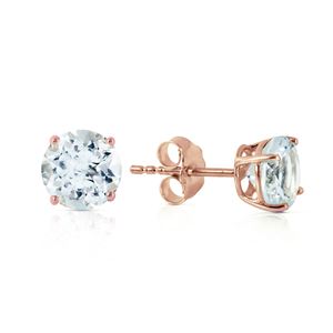 ALARRI 0.95 CTW 14K Solid Rose Gold Petite Aquamarine Stud Earrings