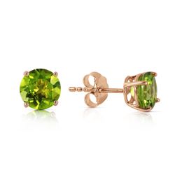 ALARRI 0.95 Carat 14K Solid Rose Gold Petite Peridot Stud Earrings